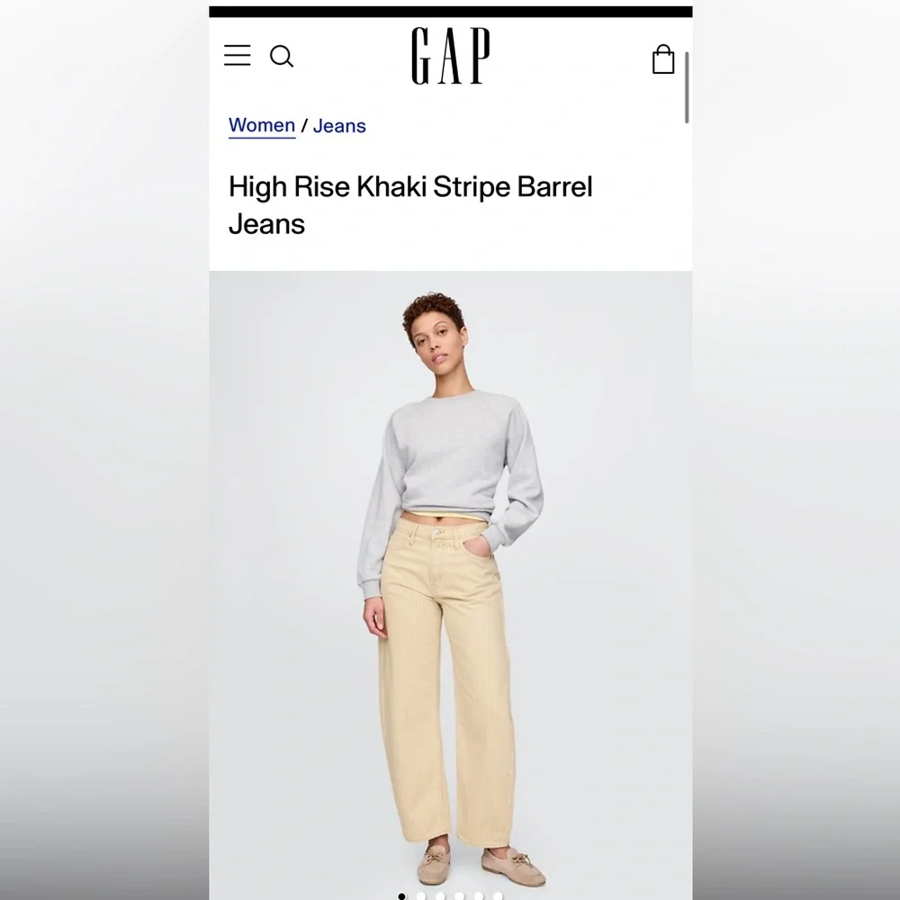 Gap High Rise Khaki Stripe Barrel Jeans - Picture 4 of 5